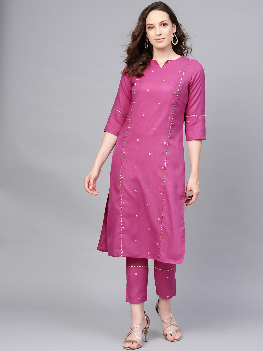 Buy Jaipur Kurti Women Purple Embroidered Kurta With