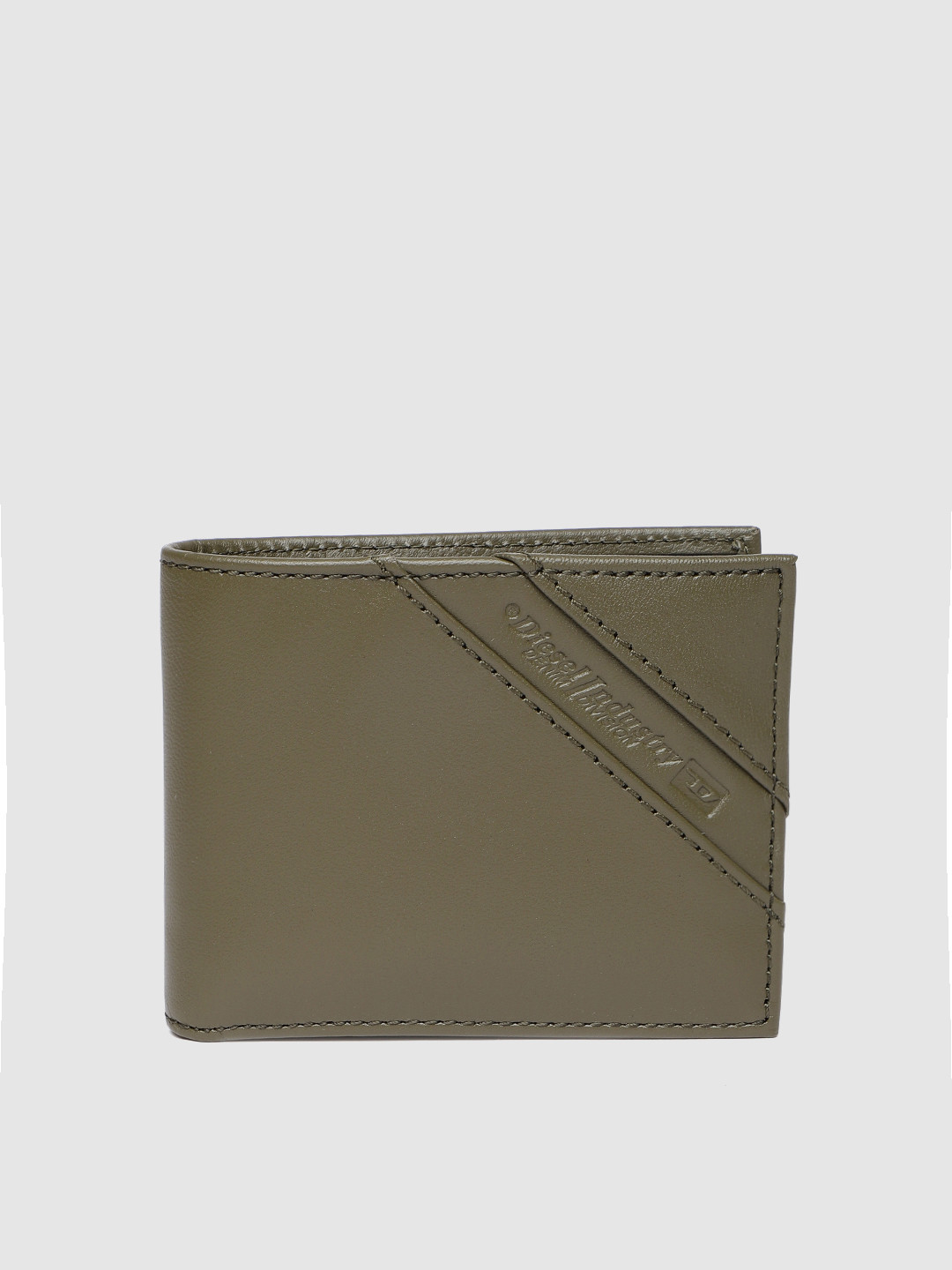 Buy DIESEL Men Olive Green Solid Genuine Leather Two Fold Wallet