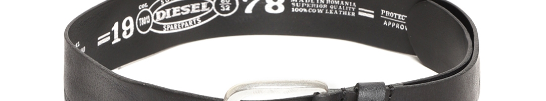 Buy DIESEL Men Black Textured Leather Belt - Belts for Men 10719664 ...