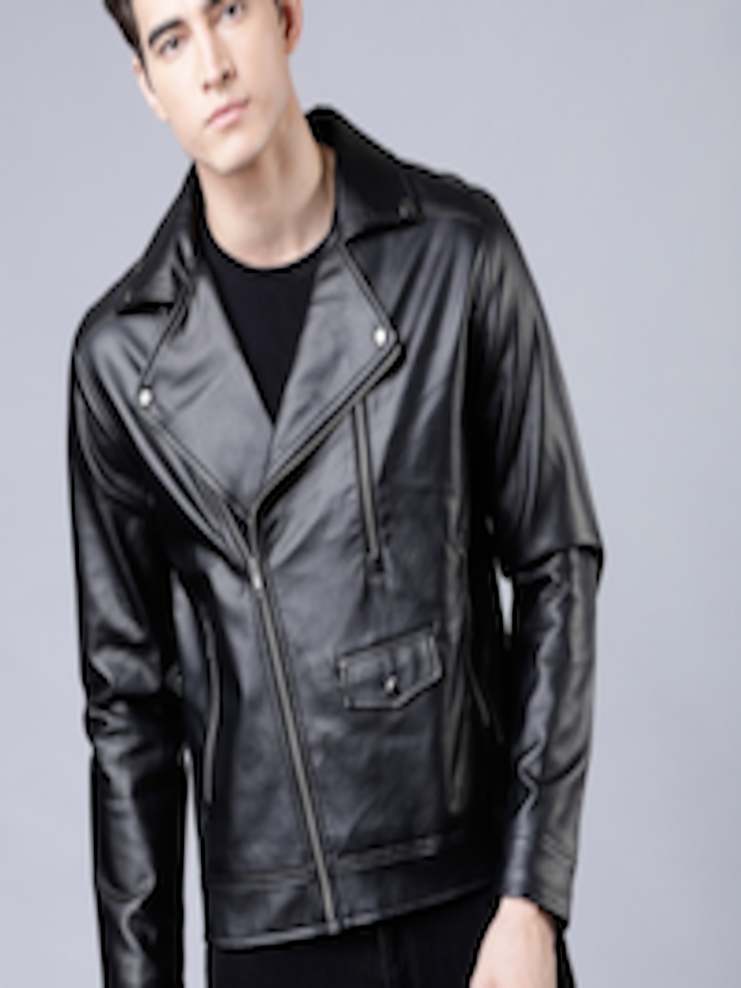 Buy HIGHLANDER Men Black Solid Leather Jacket - Jackets for Men ...