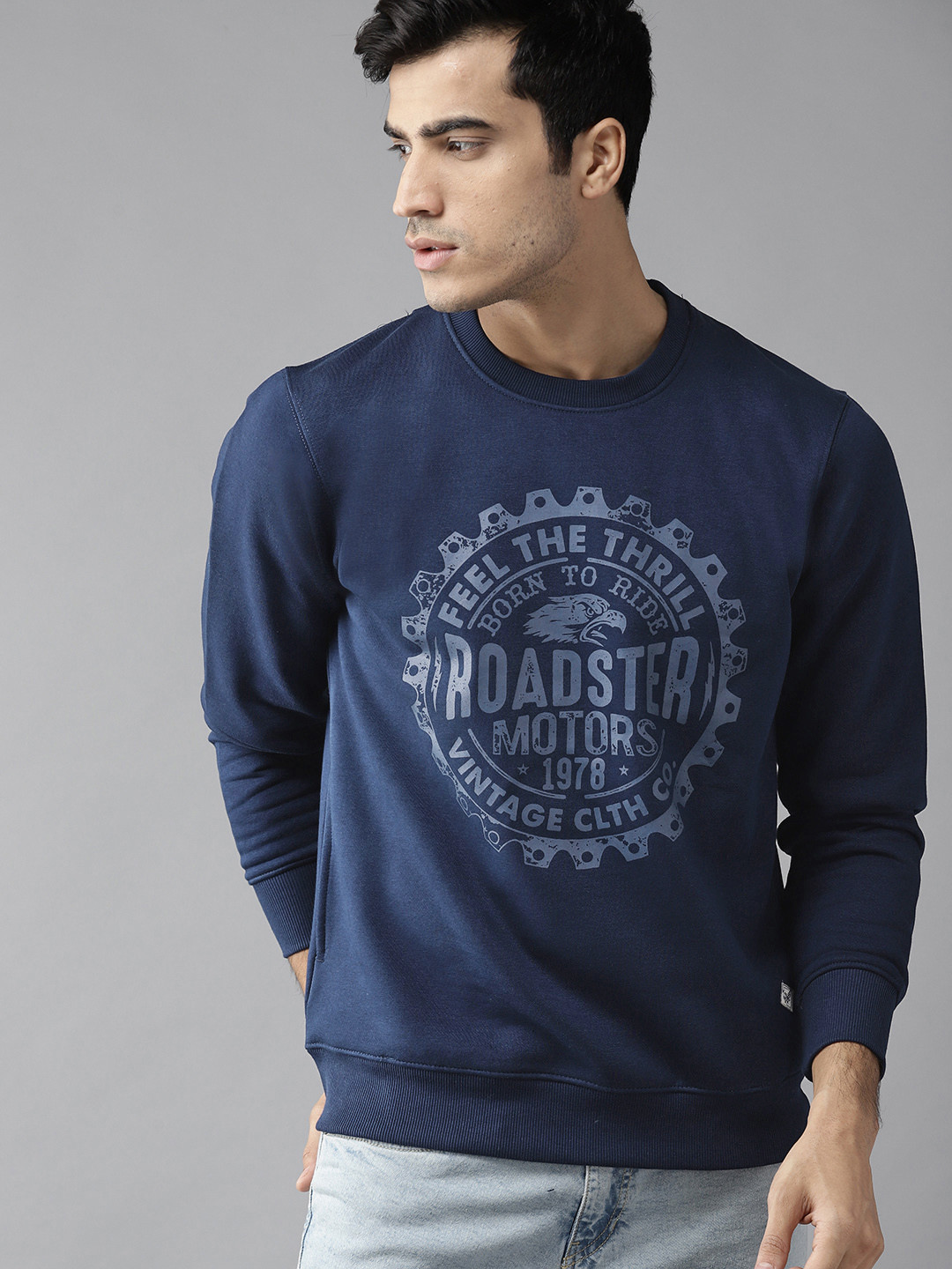 Roadster navy blue sweatshirt clearance