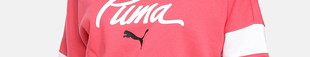 Buy Puma Women Pink & White Logo AOP Pack Crew Printed Sweatshirt ...