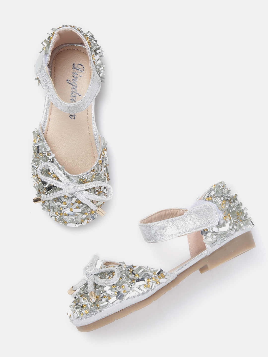 silver embellished flats