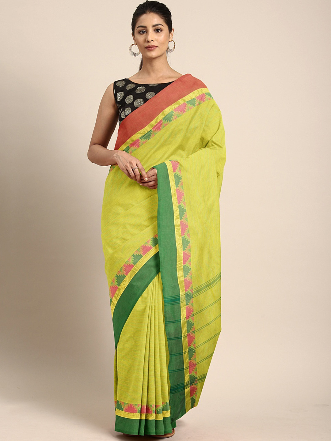 Buy The Chennai Silks Classicate Green Pure Cotton Solid Chettinad