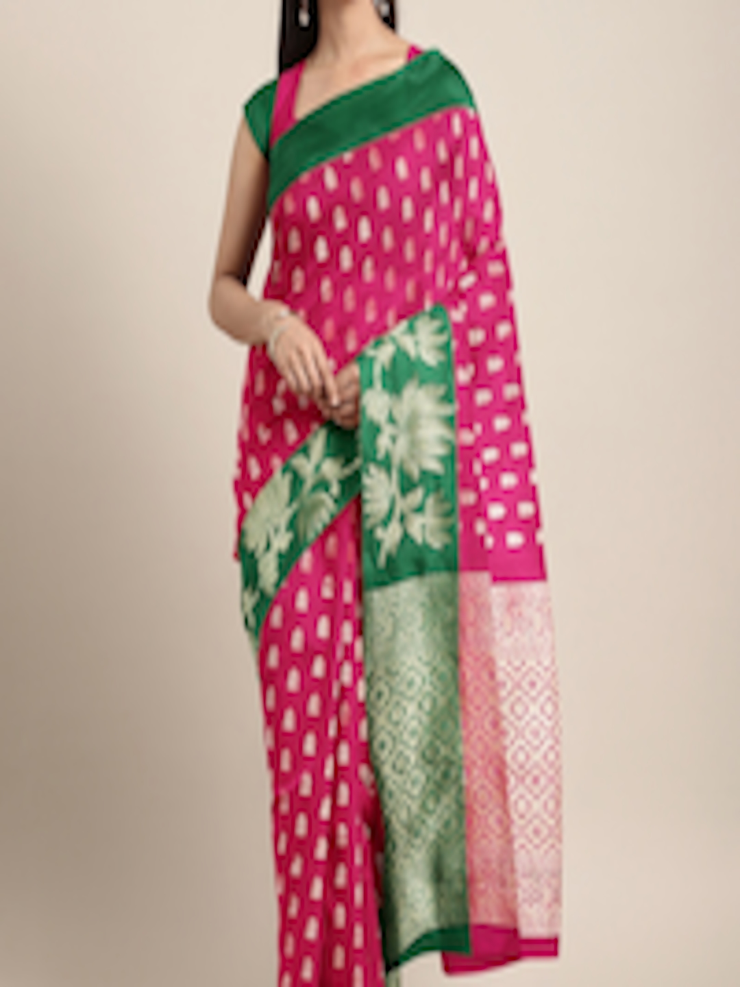 Buy The Chennai Silks Classicate Magenta & Green Silk Cotton Woven ...