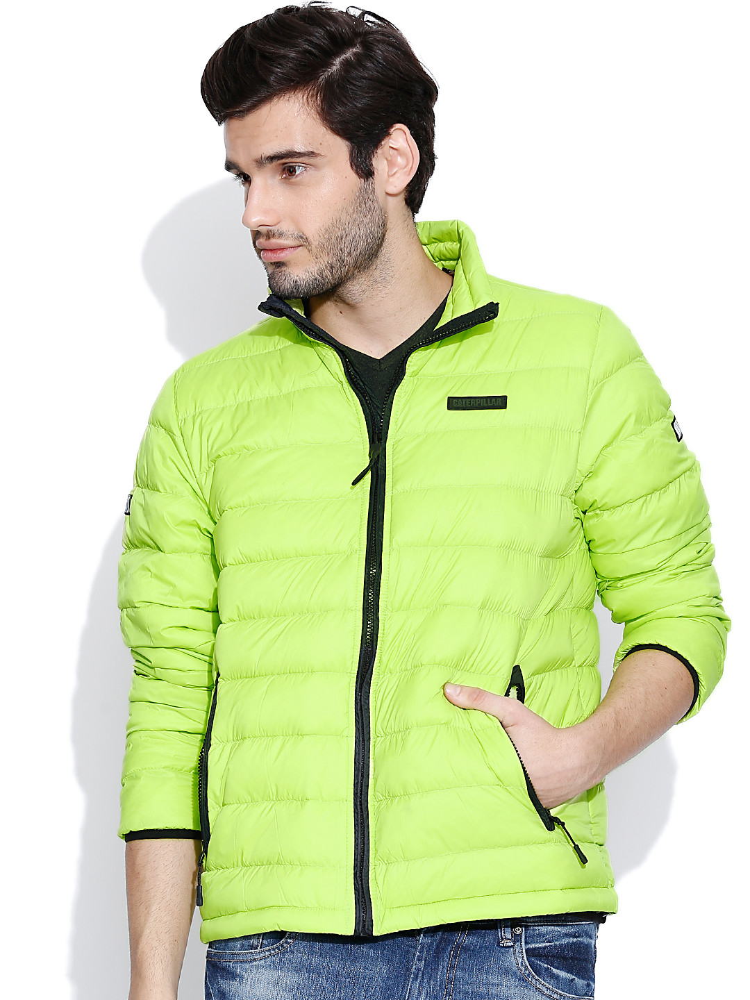 Buy CAT Lime Green Padded Jacket Jackets for Men 1073183 Myntra