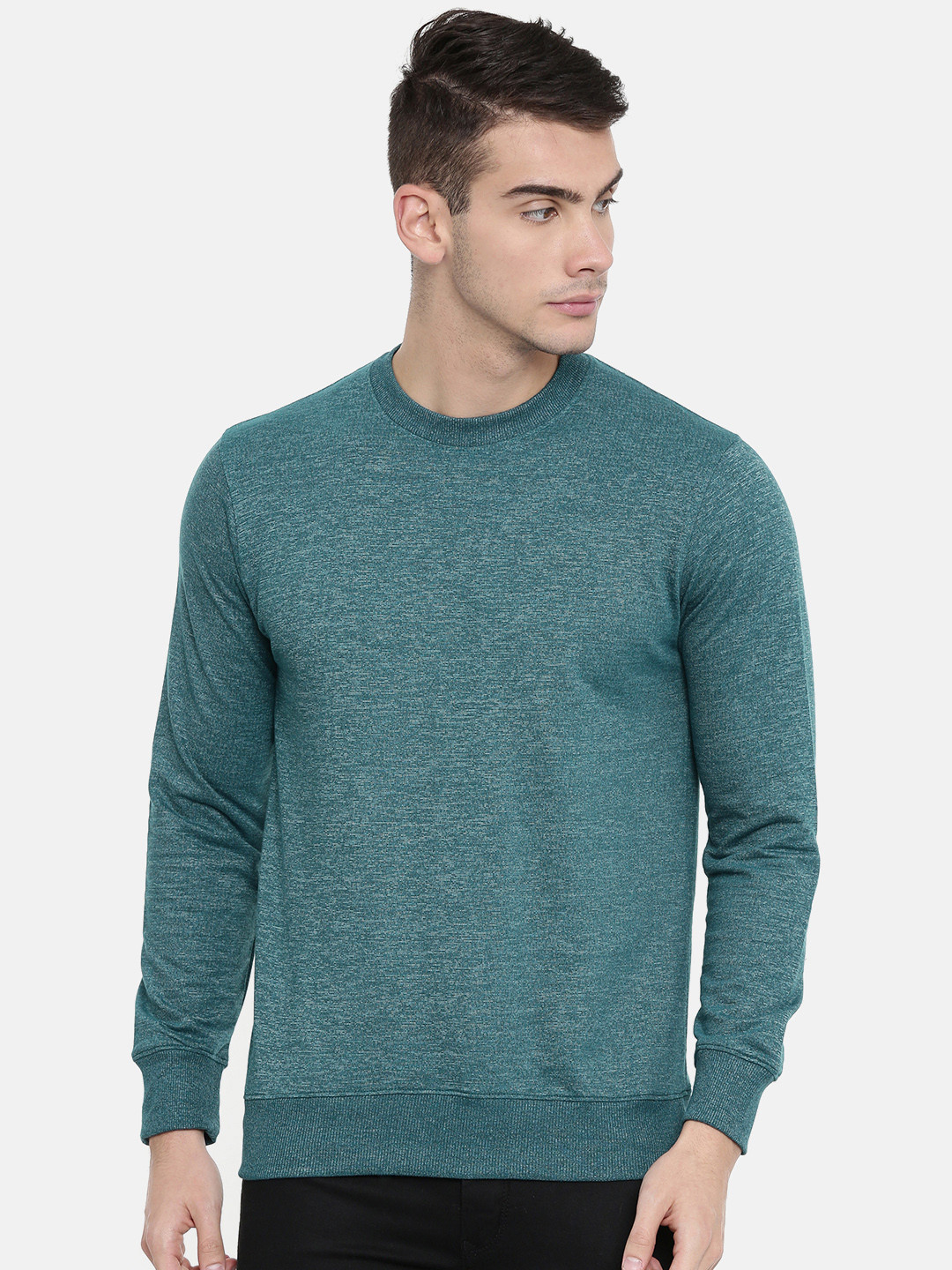 Buy ARISE Men Teal Blue Solid Pullover Sweatshirt Sweatshirts for Men