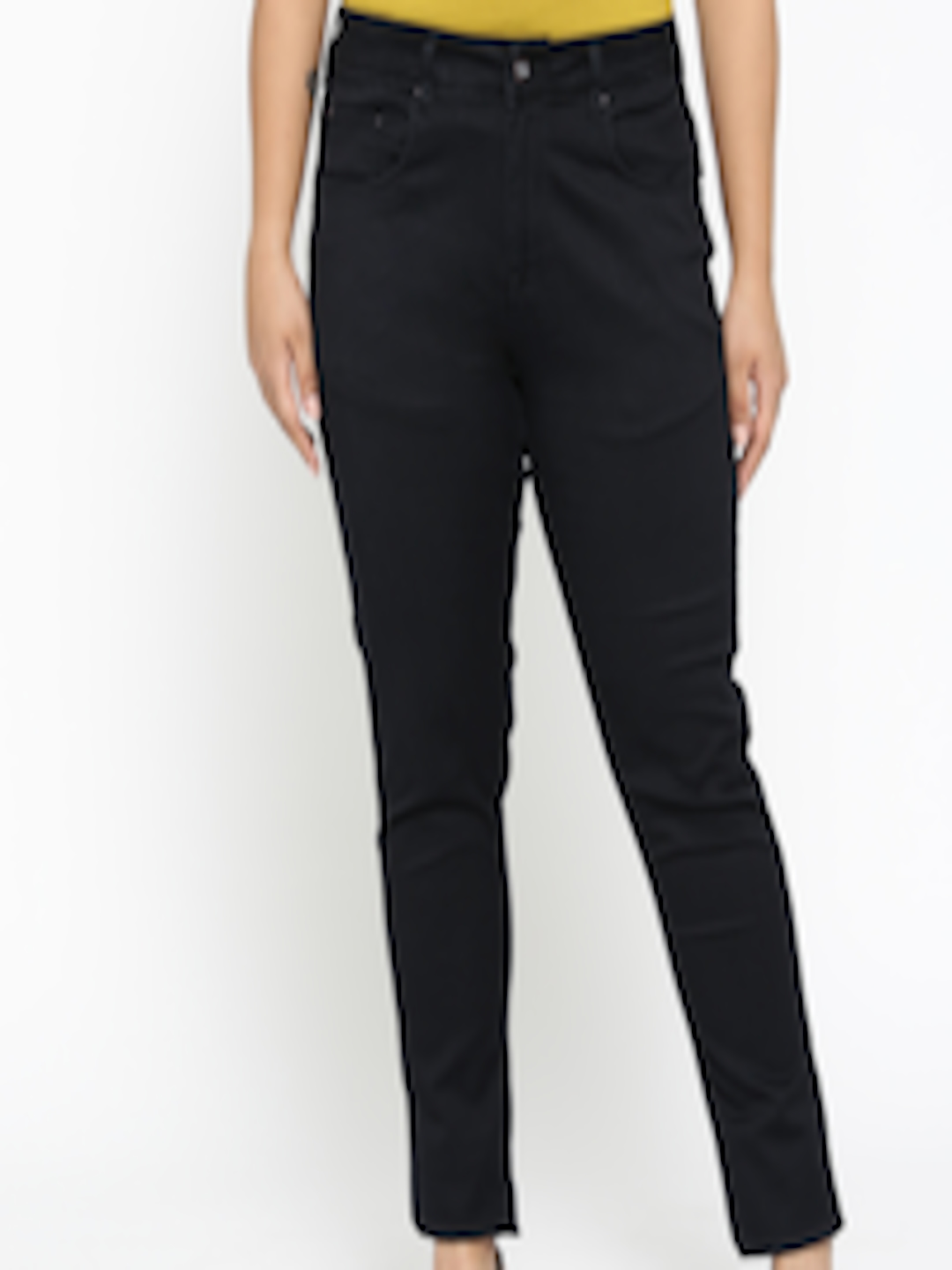 Buy ALL Plus Size Women Navy Blue Regular Fit Solid Regular Trousers ...