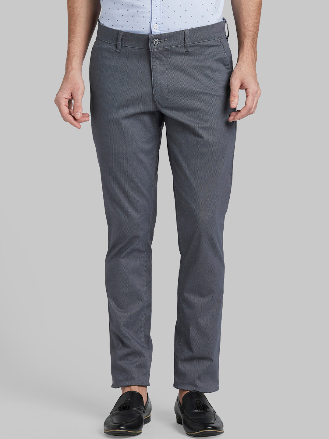 Buy Parx Men Grey Regular Fit Solid Regular Trousers - Trousers for Men ...