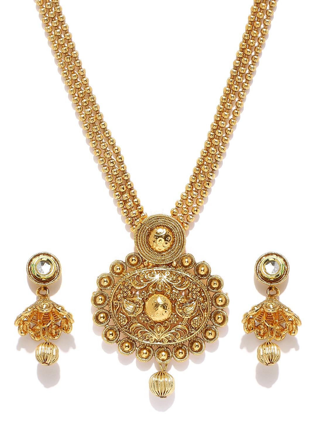 Buy Zaveri Pearls Gold Plated Beaded Jewellery Set - Jewellery Set for Women 1074438 | Myntra
