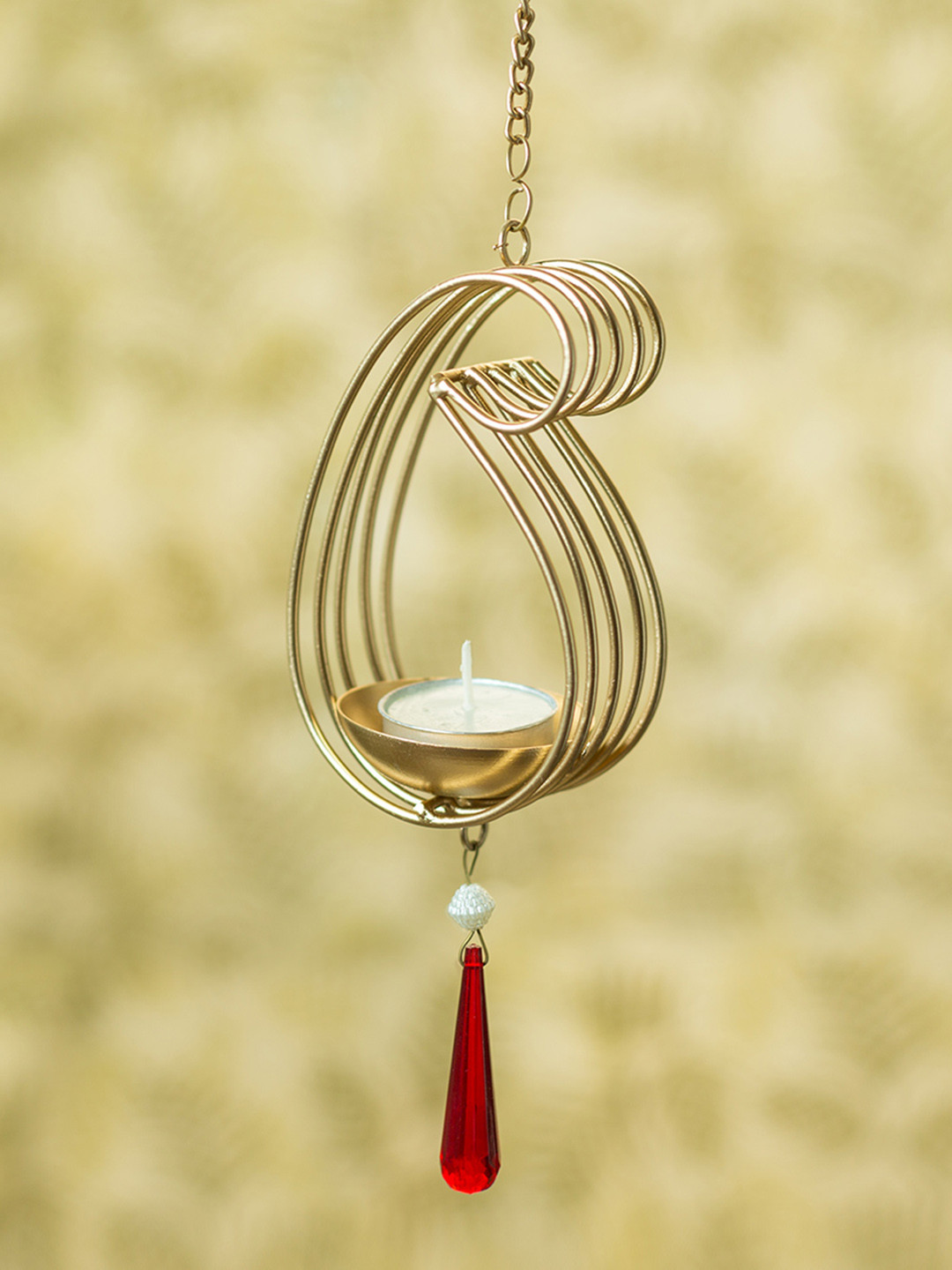 Buy ExclusiveLane Gold Toned Handwired Hanging Candle Holder Candle