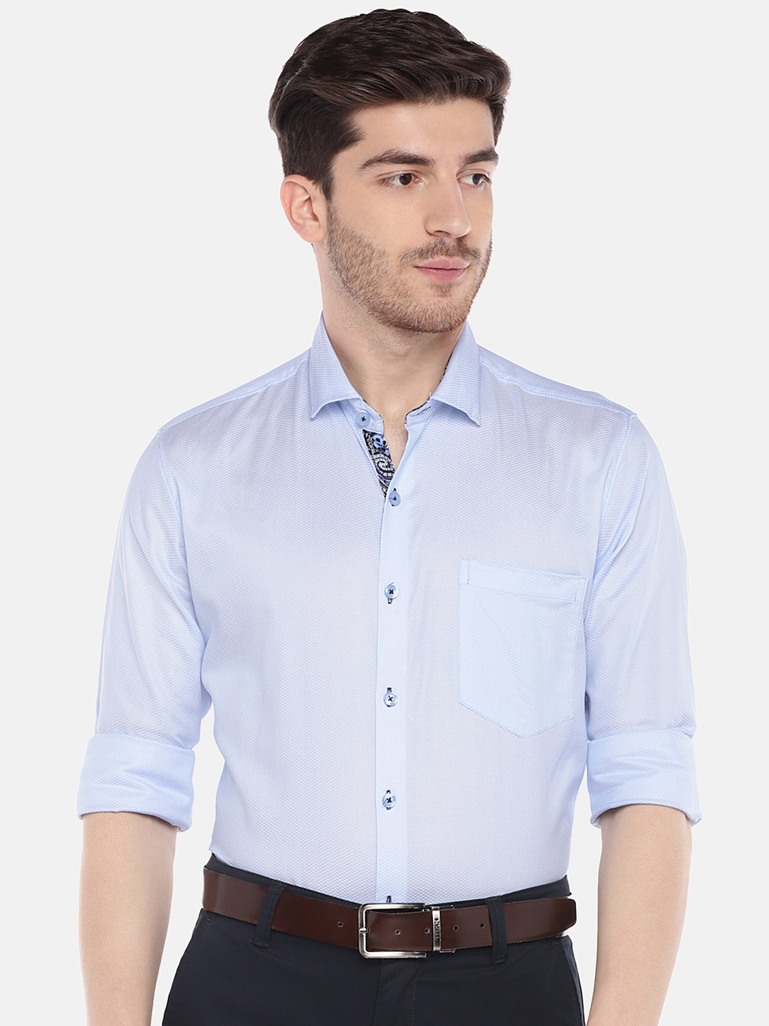 Buy Provogue Men Blue Slim Fit Solid Casual Shirt - Shirts for Men 10754296 | Myntra