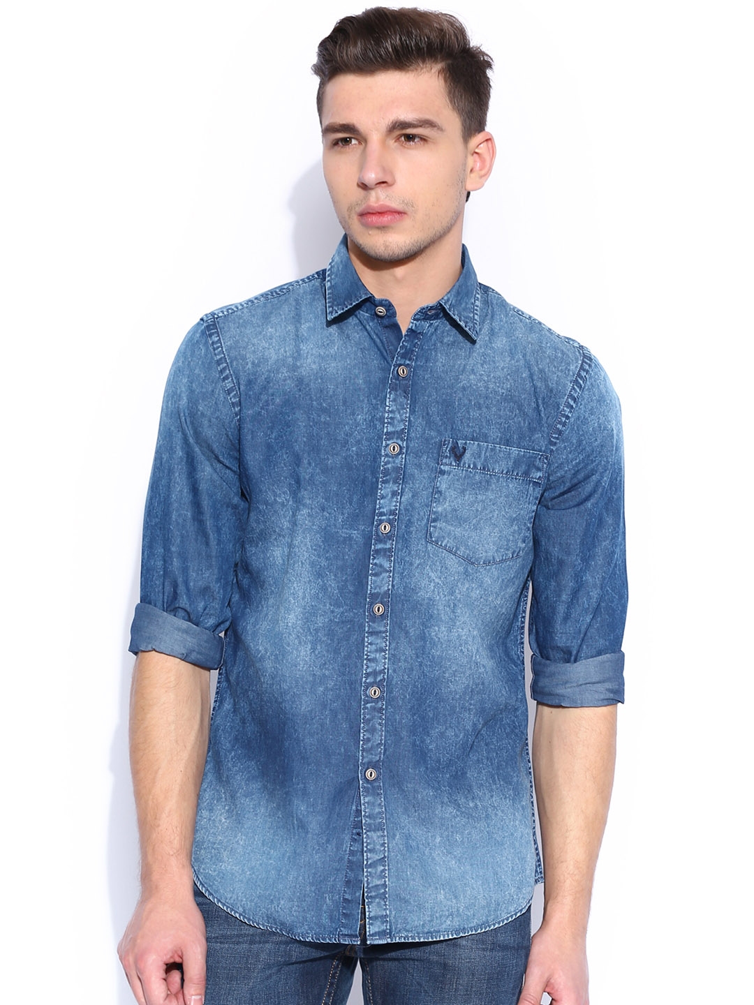 Buy Allen Solly Blue Custom Fit Denim Shirt - Shirts for Men 1075570 ...