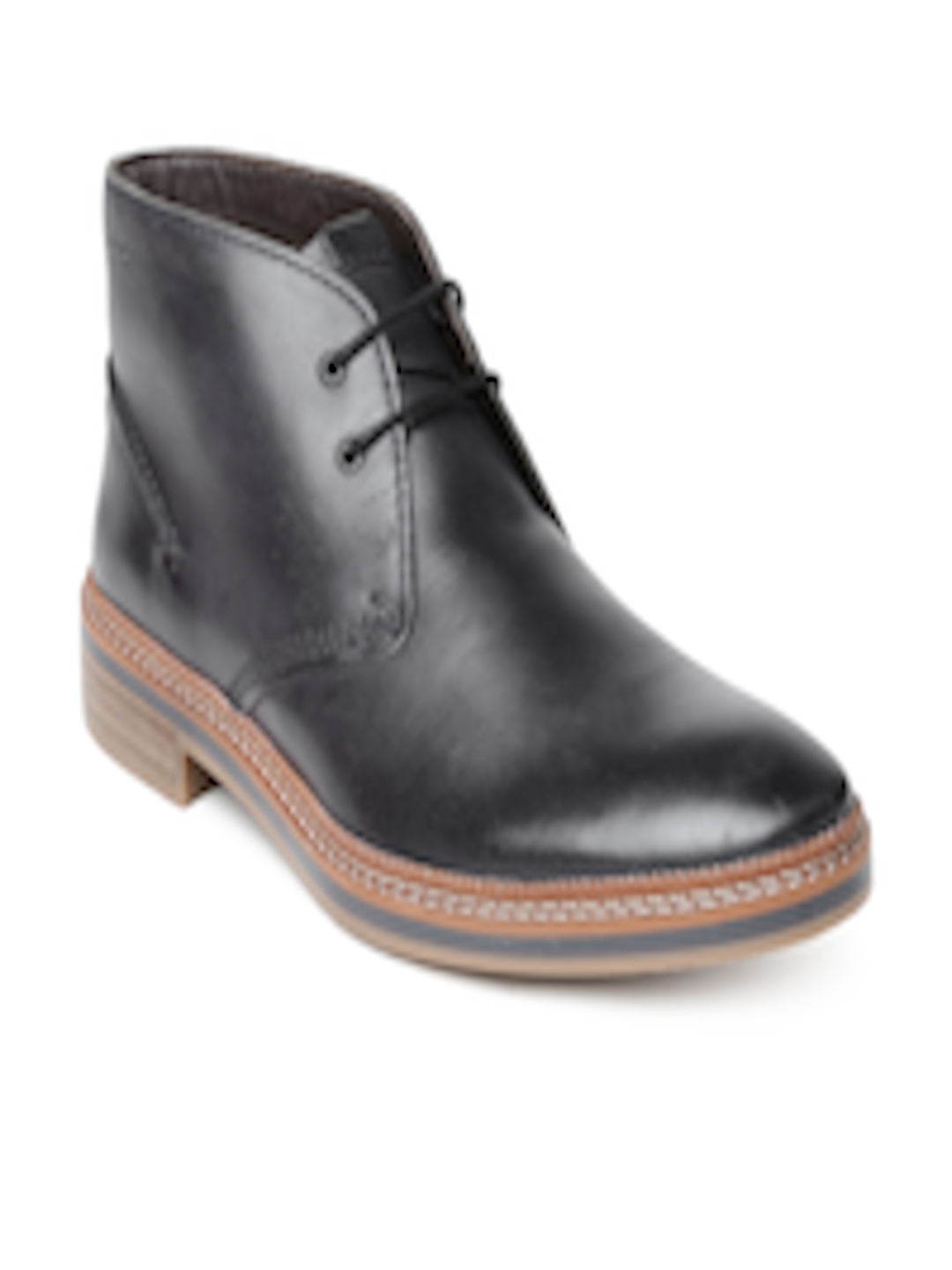 Buy Clarks Men Black Grimsby Leather Chukka Boots - Boots for Men ...