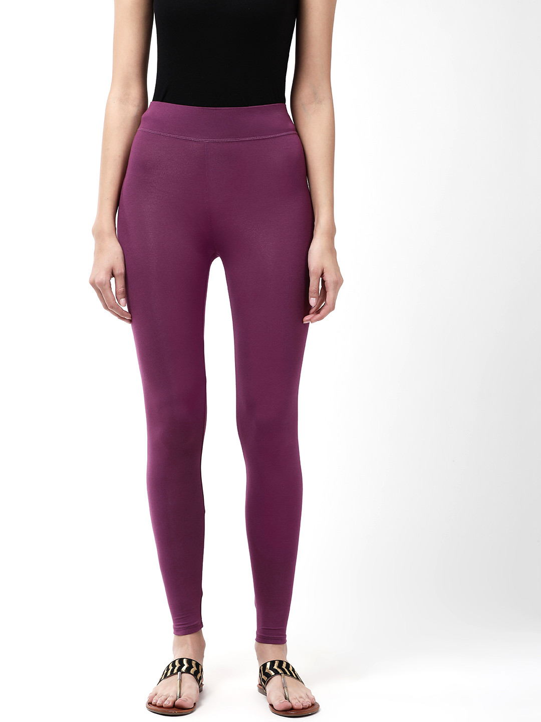 Buy Marks & Spencer Women Purple Solid High Rise Leggings Leggings