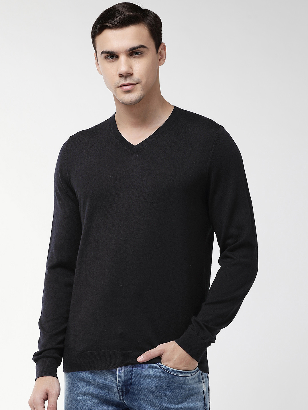 Buy Marks & Spencer Men Black Solid Sweater Sweaters for Men 10759044