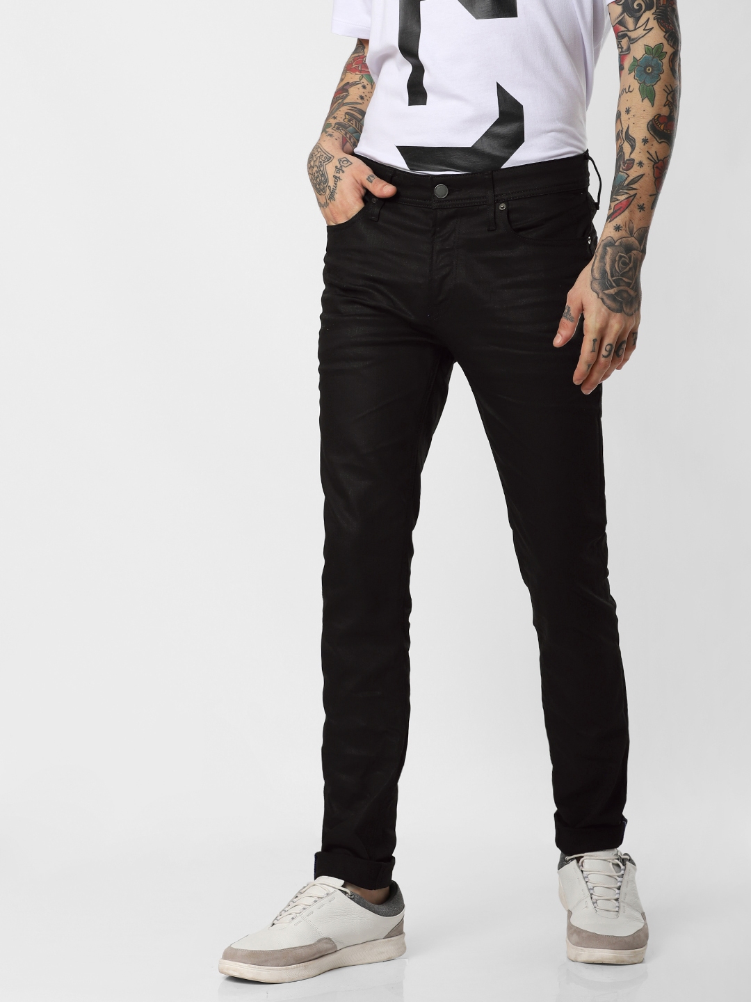 jack jones liam skinny jeans black