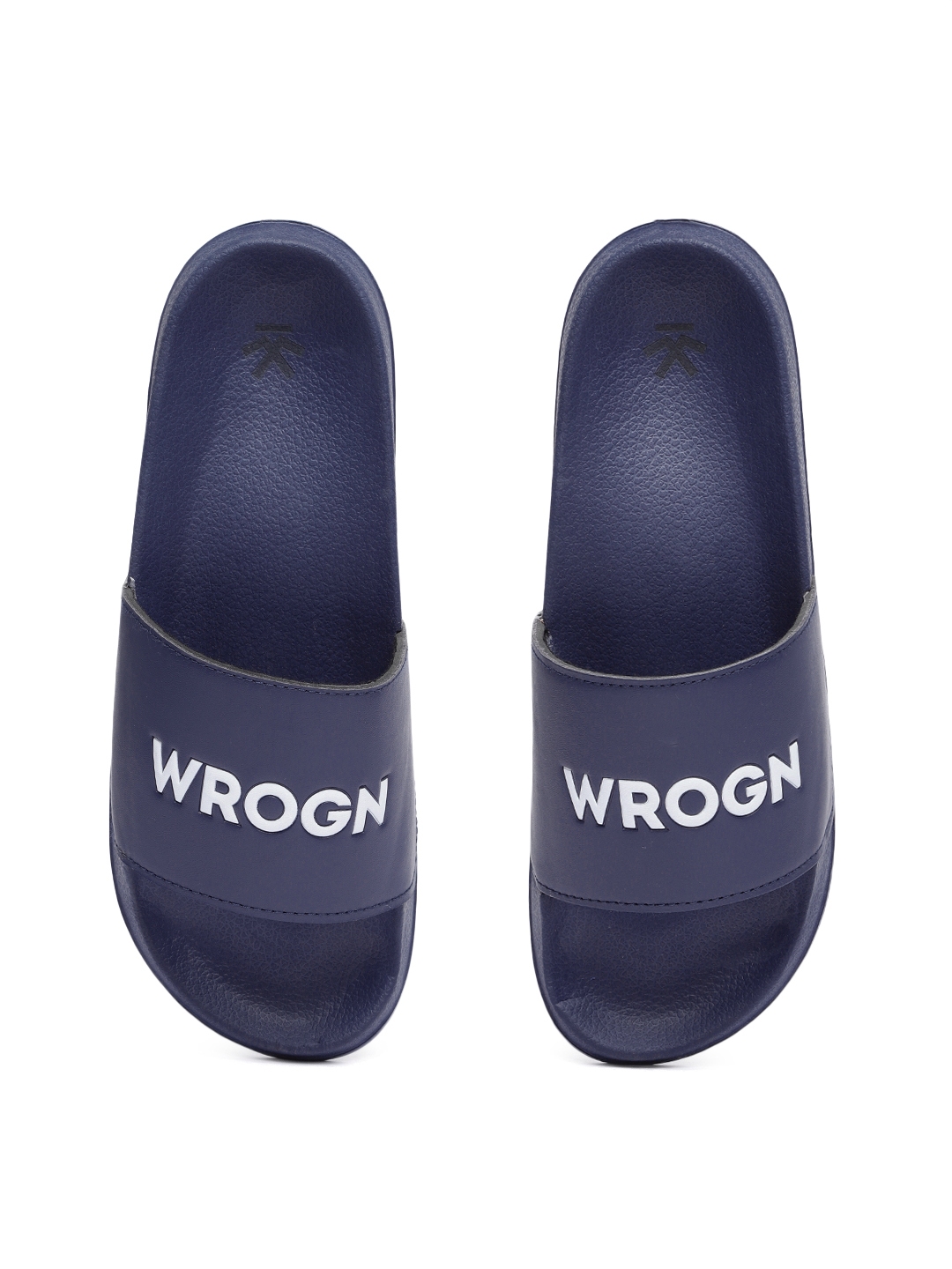 Buy WROGN Men Navy Blue Solid Sliders - Flip Flops for Men 10763224 ...