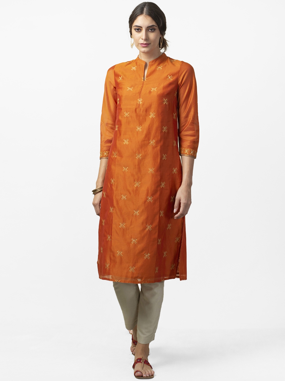 rust orange kurti
