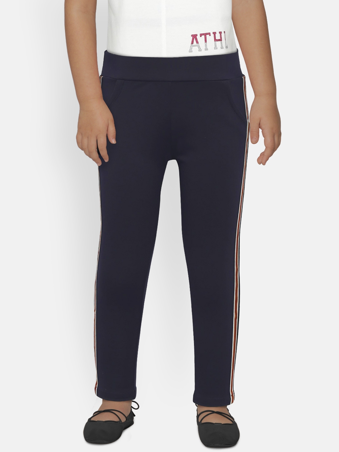 navy coated jeggings