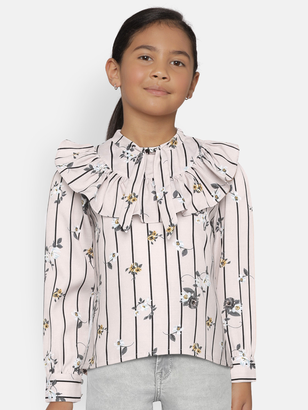 Buy Peppermint Girls Pink Printed Shirt Style Top Tops for Girls