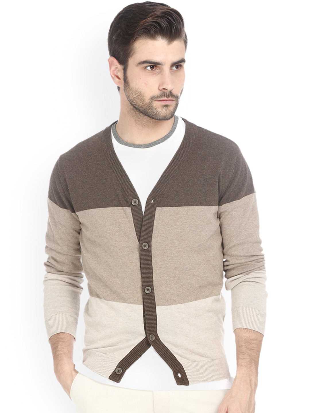 Buy Basics Brown Cardigan Sweaters for Men 1077508 Myntra