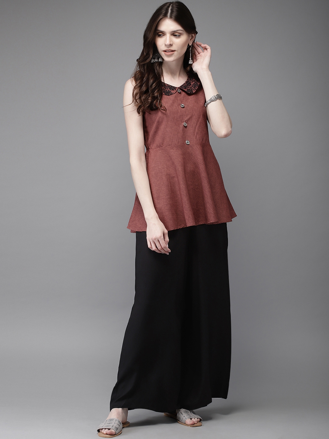 anouk maroon kurta set