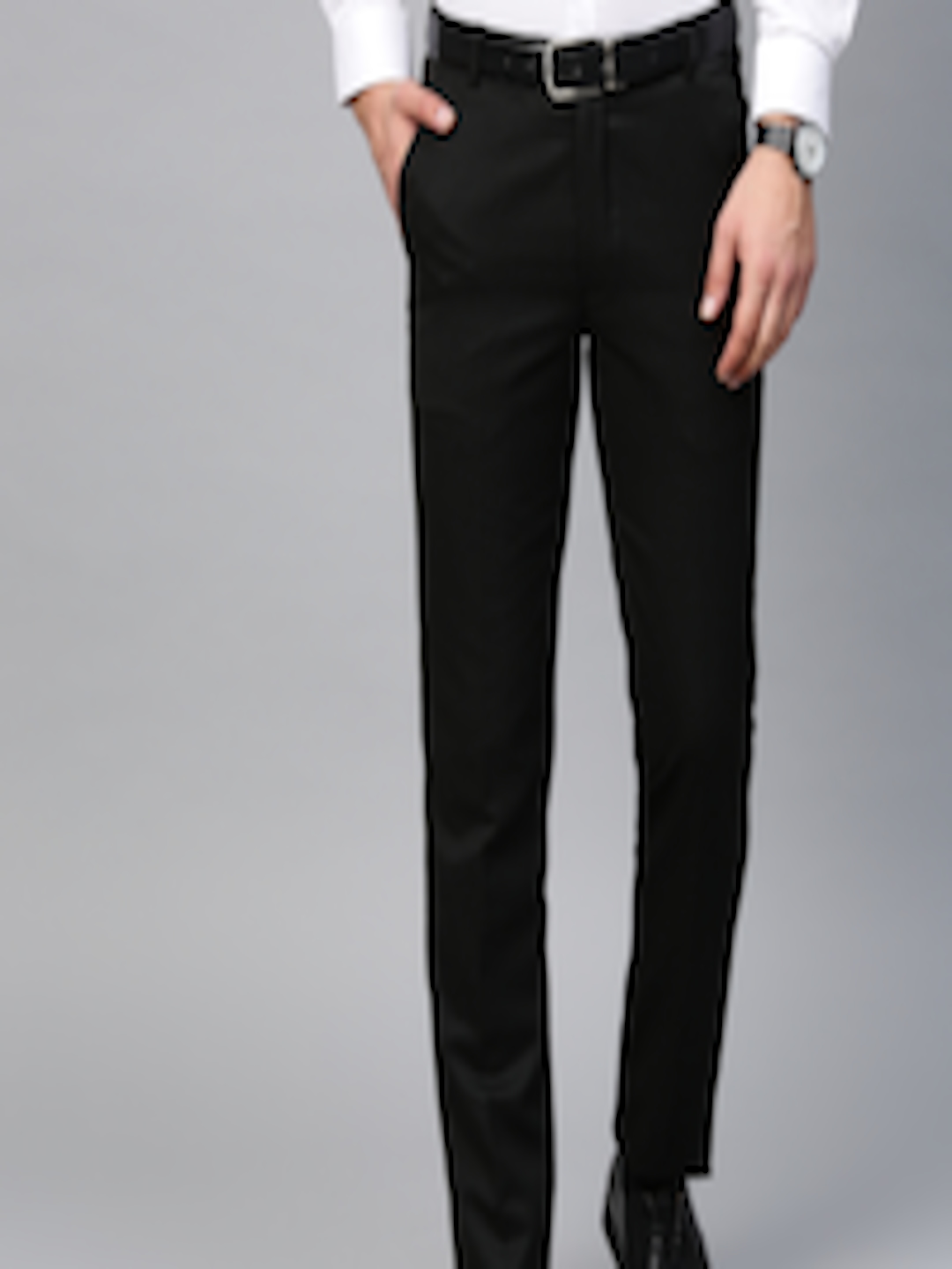Buy MANQ Men Black Smart Slim Fit Formal Trousers - Trousers for Men ...