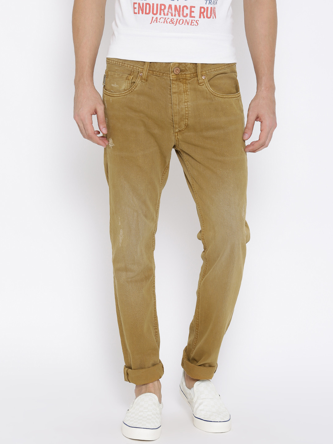 Buy Jack & Jones Khaki Tim Slim Fit Jeans Jeans for Men 1077800 Myntra