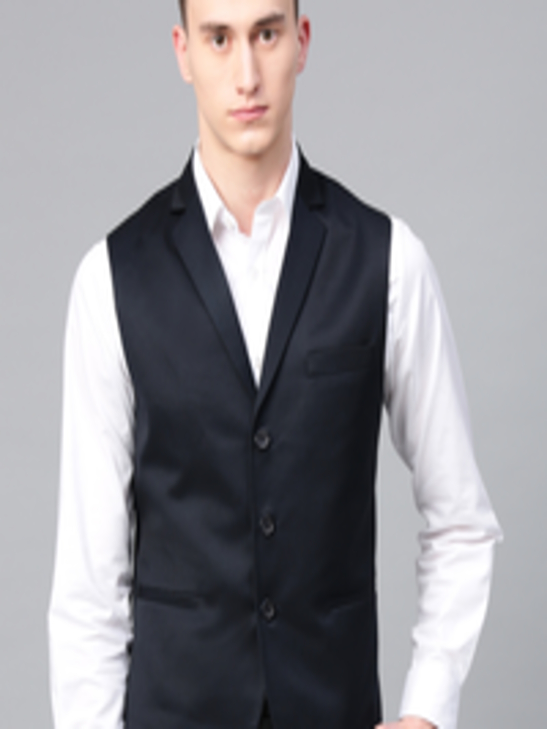Buy MANQ Men Navy Blue Solid Slim Fit Formal Waistcoat - Waistcoat for ...