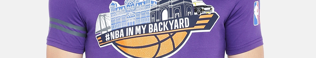 Buy NBA Men Purple Printed Round Neck Pure Cotton T Shirt - Tshirts for ...
