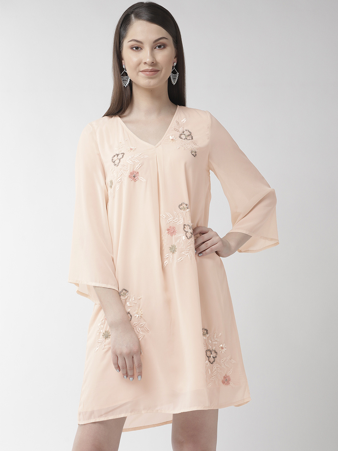 Buy SCOUP Women Beige Embellished Shift Dress - Dresses for Women 10779028 | Myntra