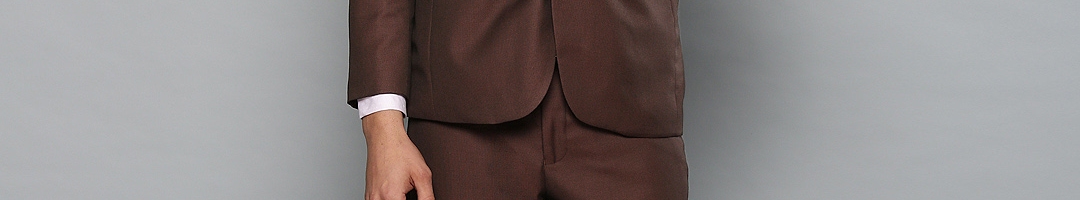 Buy Louis Philippe Men Brown & Orange Self Design Slim Fit Single Breasted Party Suit - Suits ...