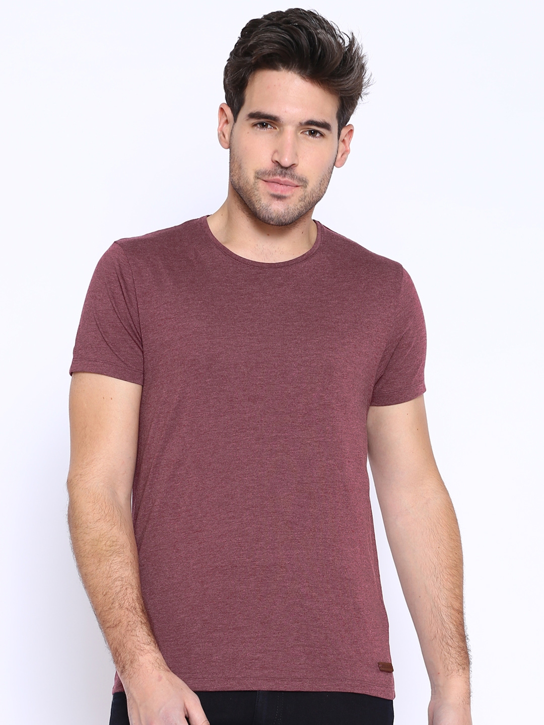 maroon melange t shirt