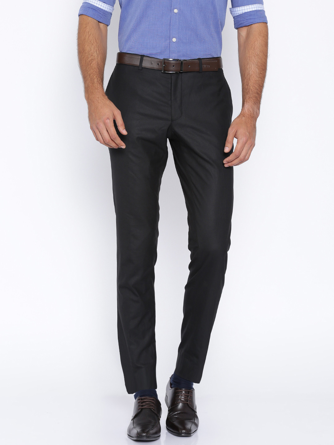 Buy Jack & Jones Black Formal Trousers Trousers for Men 1078850 Myntra