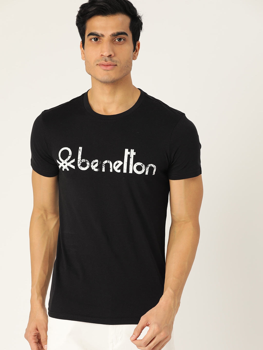Buy United Colors Of Benetton Men Black Printed Round Neck T Shirt ...
