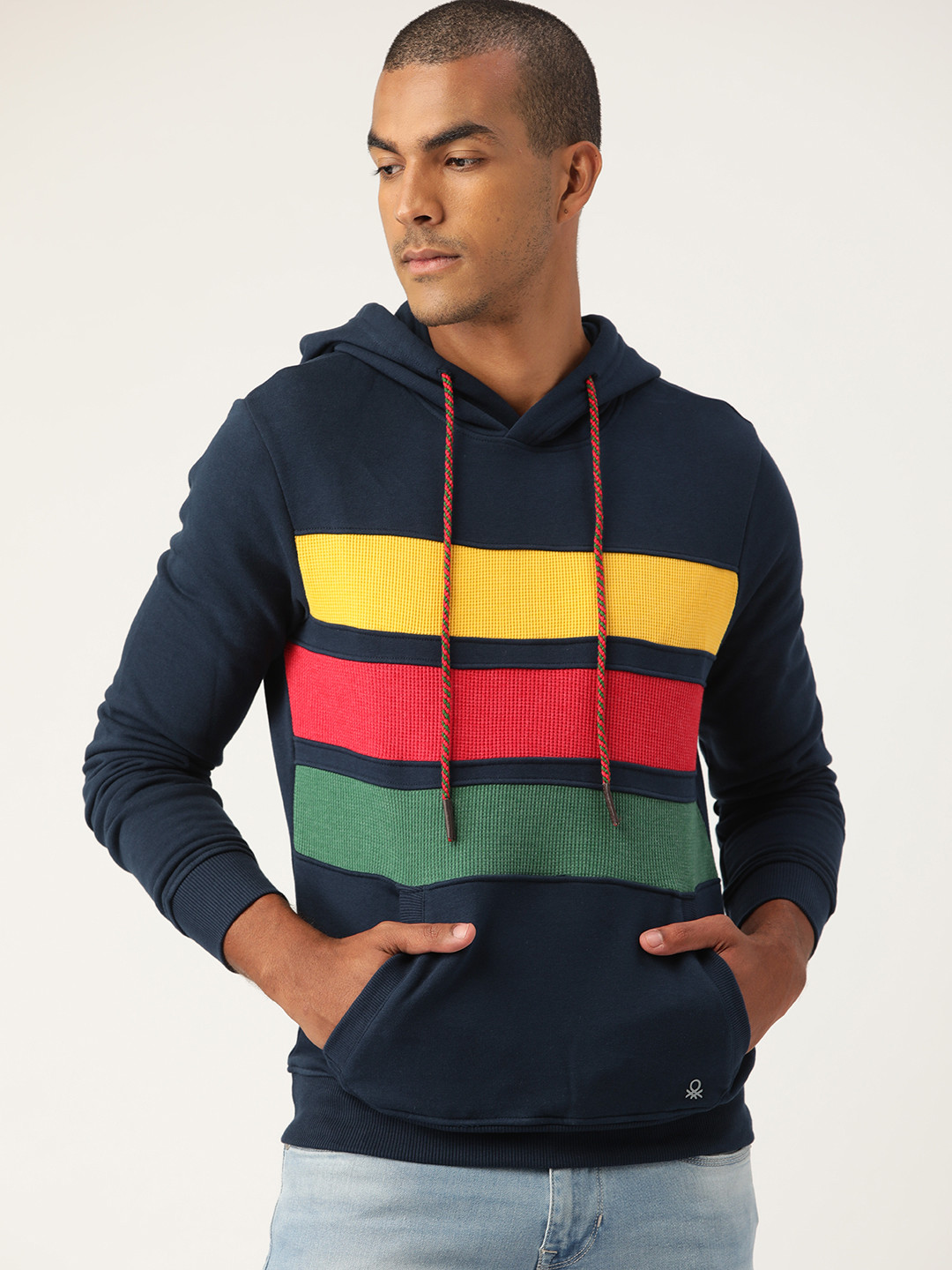 Buy United Colors Of Benetton Men Black Hooded Sweatshirt - Sweatshirts For Men 20648496