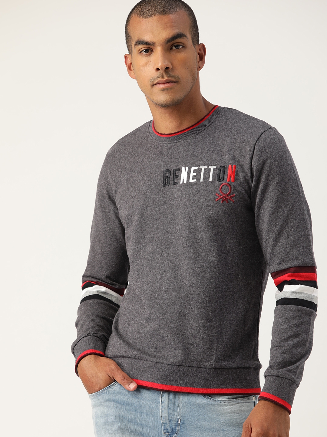 United colors of benetton full sleeve solid men's sweatshirt best sale
