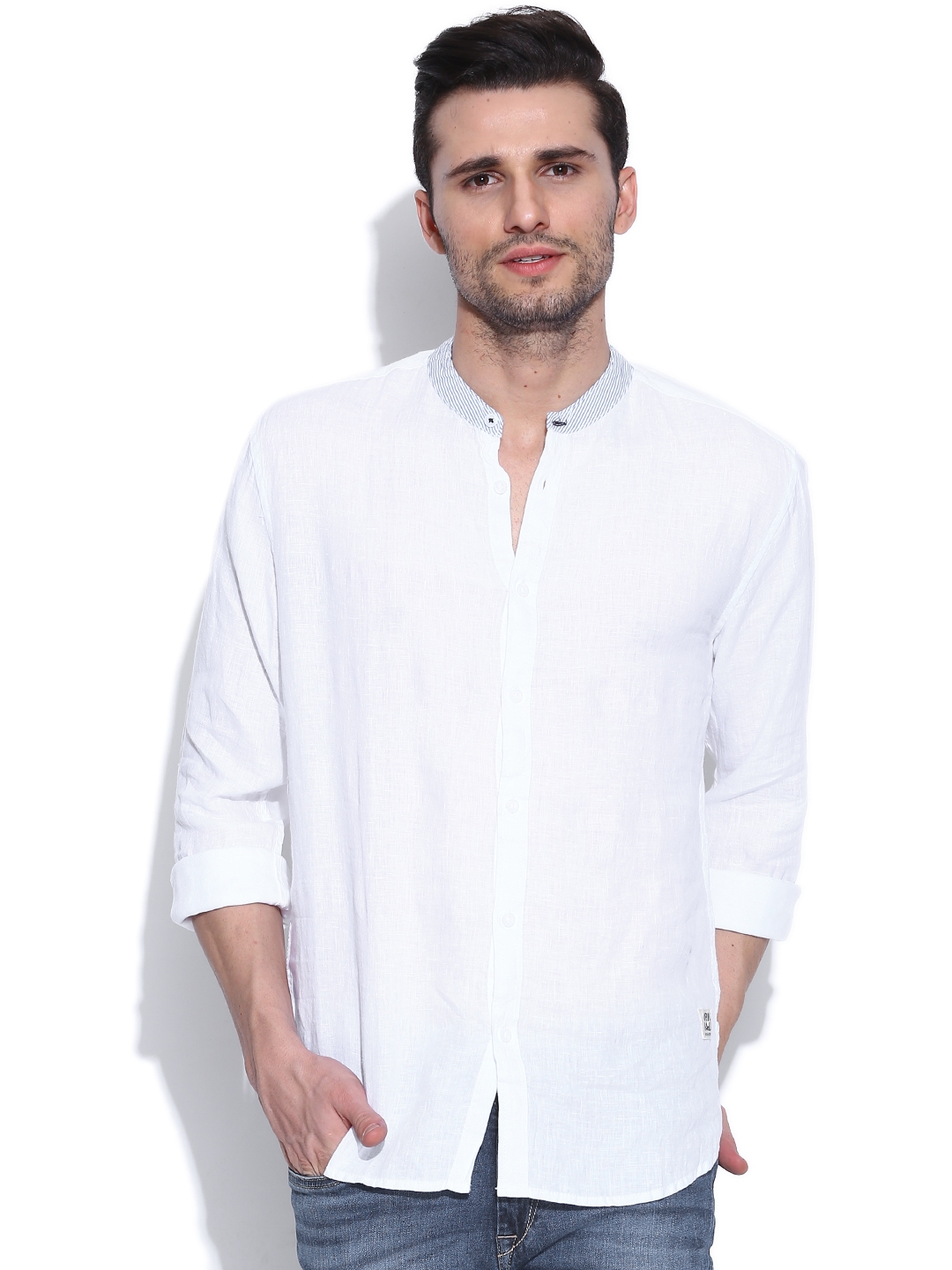 Buy Jack & Jones White Linen Casual Shirt - Shirts for Men 1079487 | Myntra