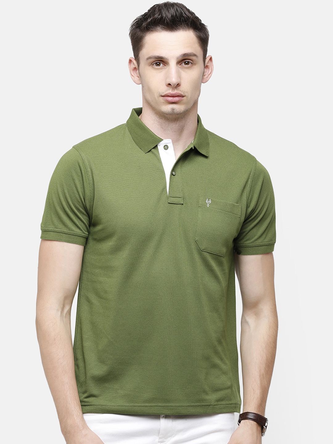 Buy Classic Polo Men Green Solid Polo Collar T Shirt - Tshirts for Men ...