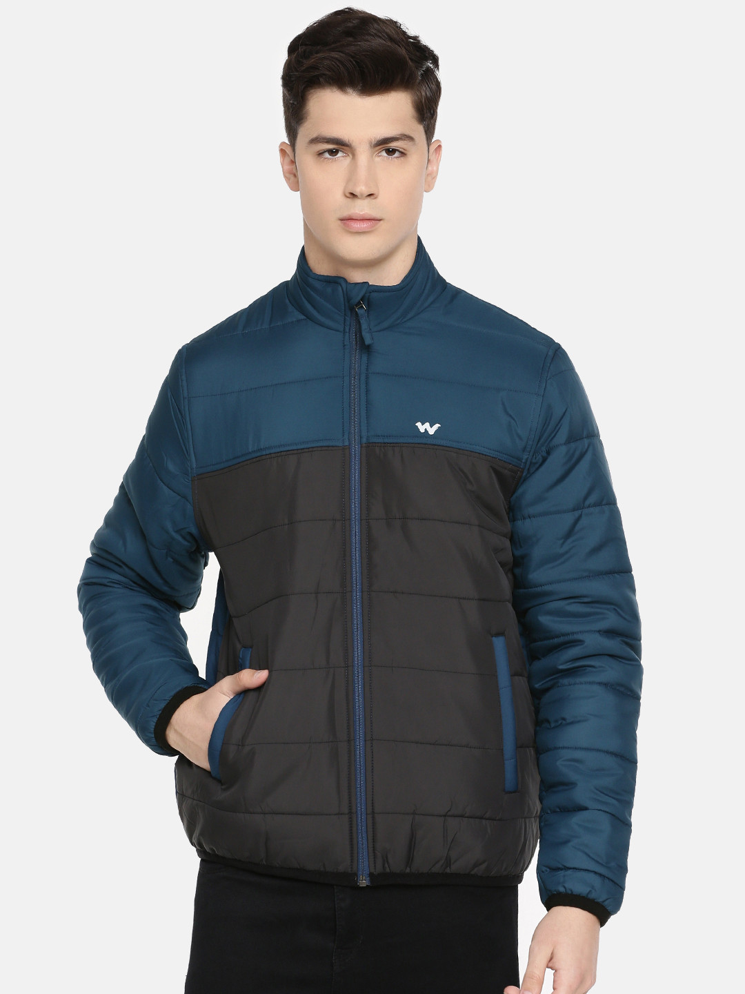 Buy Wildcraft Men Teal Blue & Black Colourblocked Padded Jacket