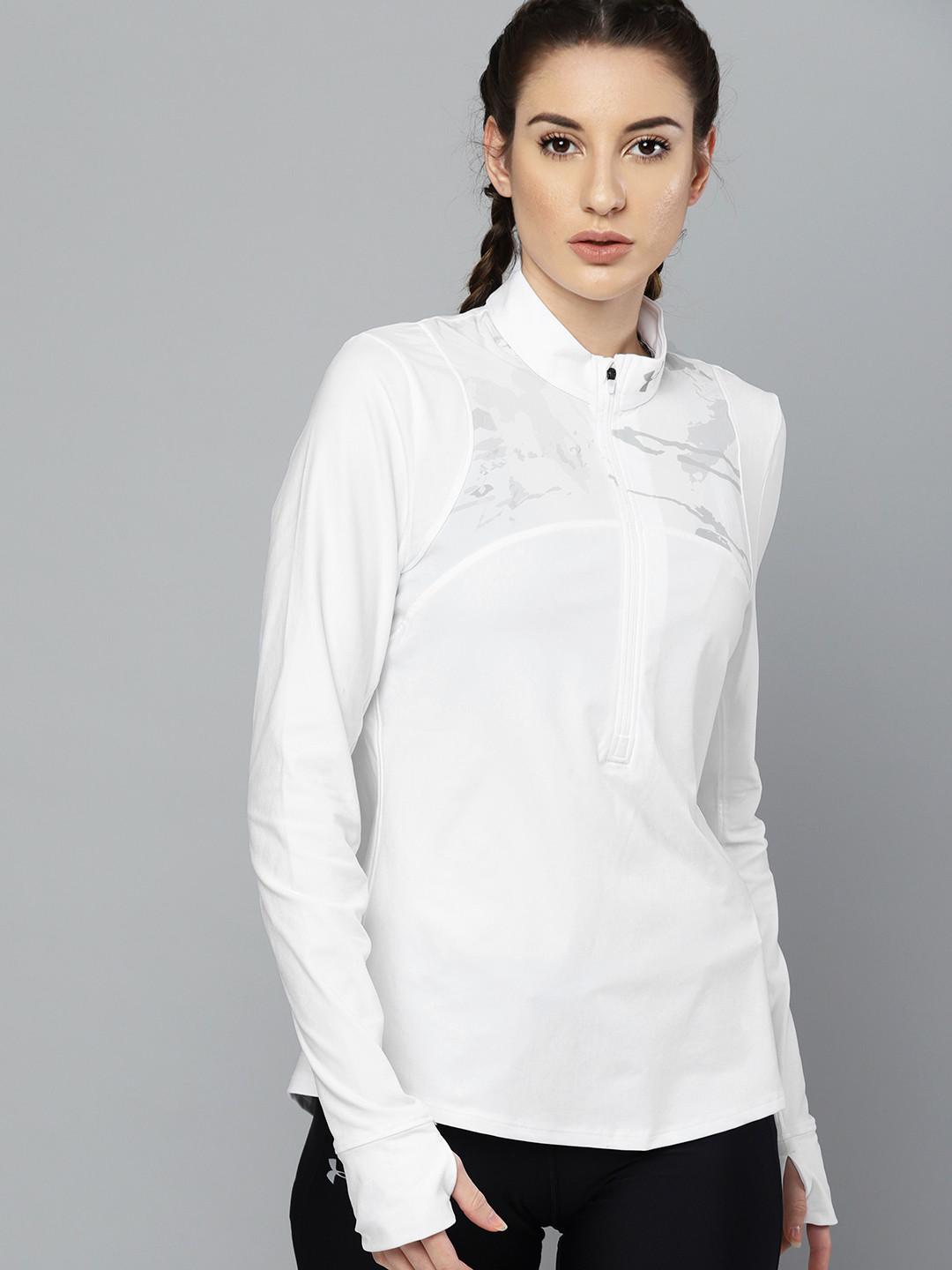 Buy UNDER ARMOUR Women White Qualifier Camo Half Zip T Shirt Tshirts