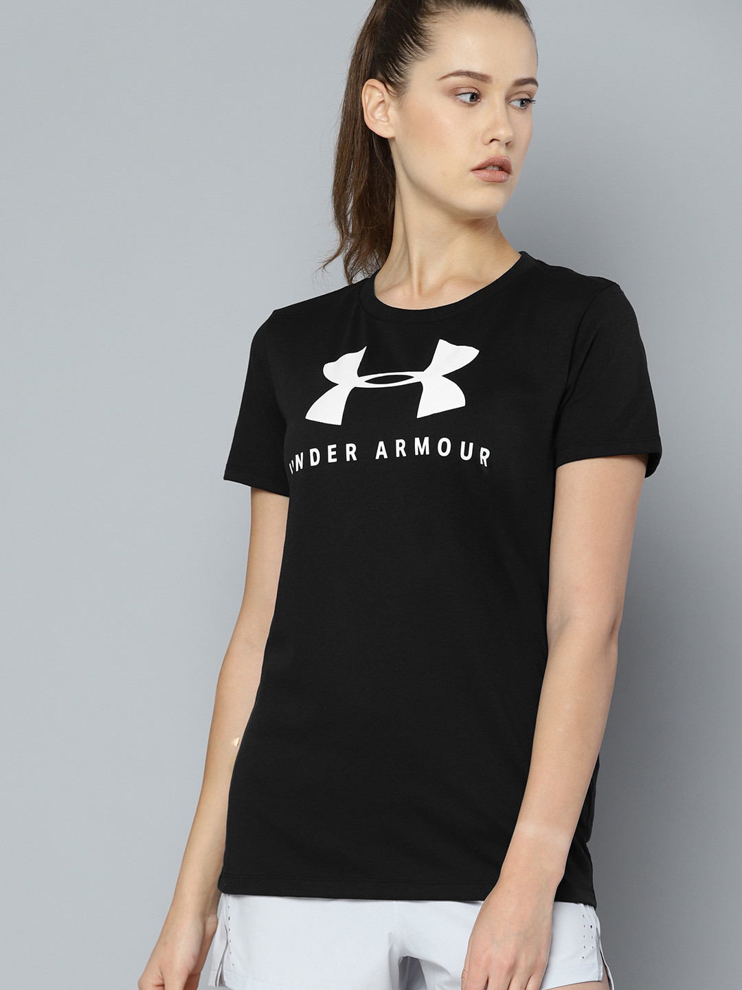 Buy UNDER ARMOUR Women Black Sportstyle Classic Crew Graphic Print