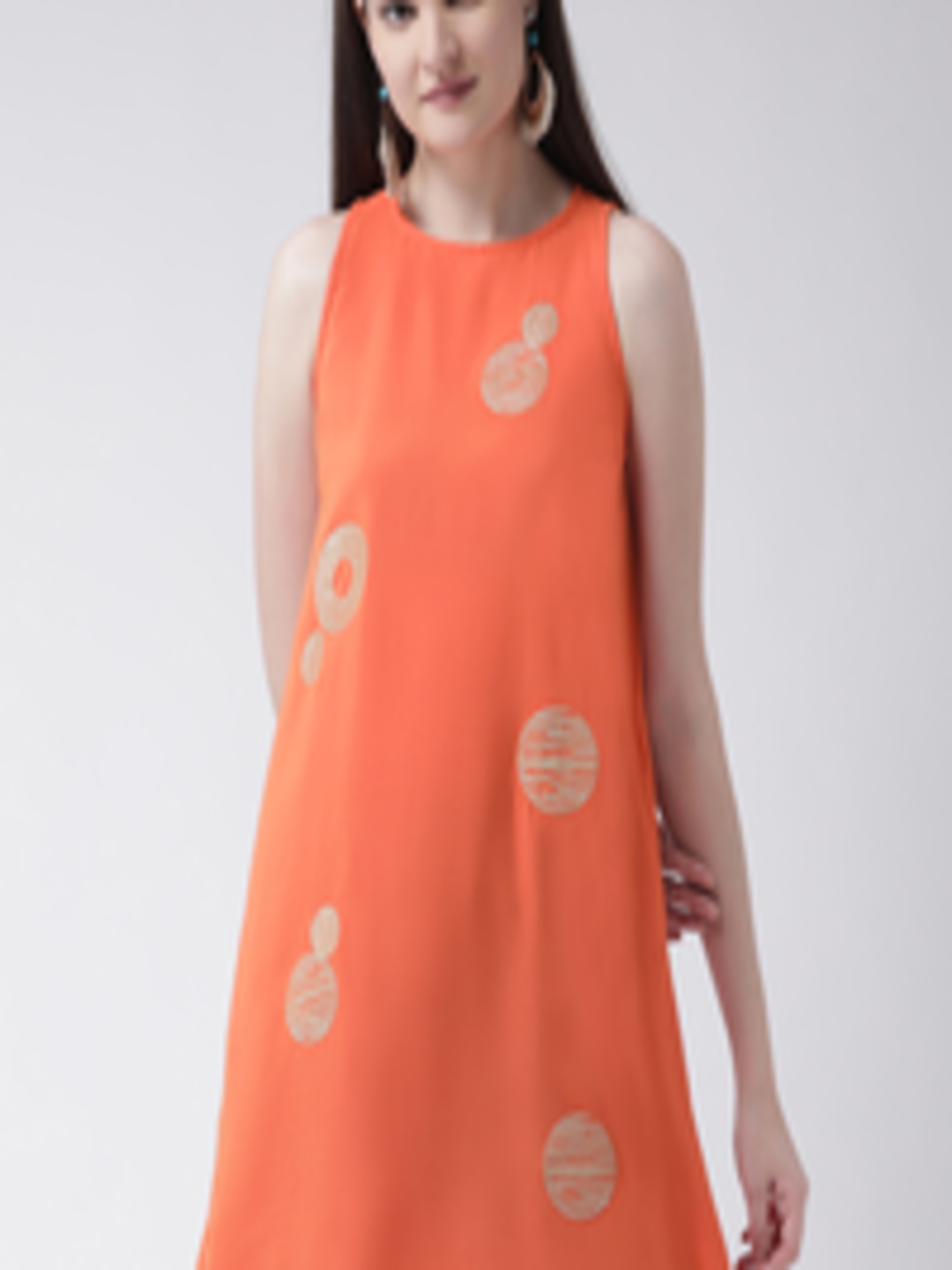 Buy Pinwheel Women Orange & Gold Coloured Embroidered A Line Tunic ...