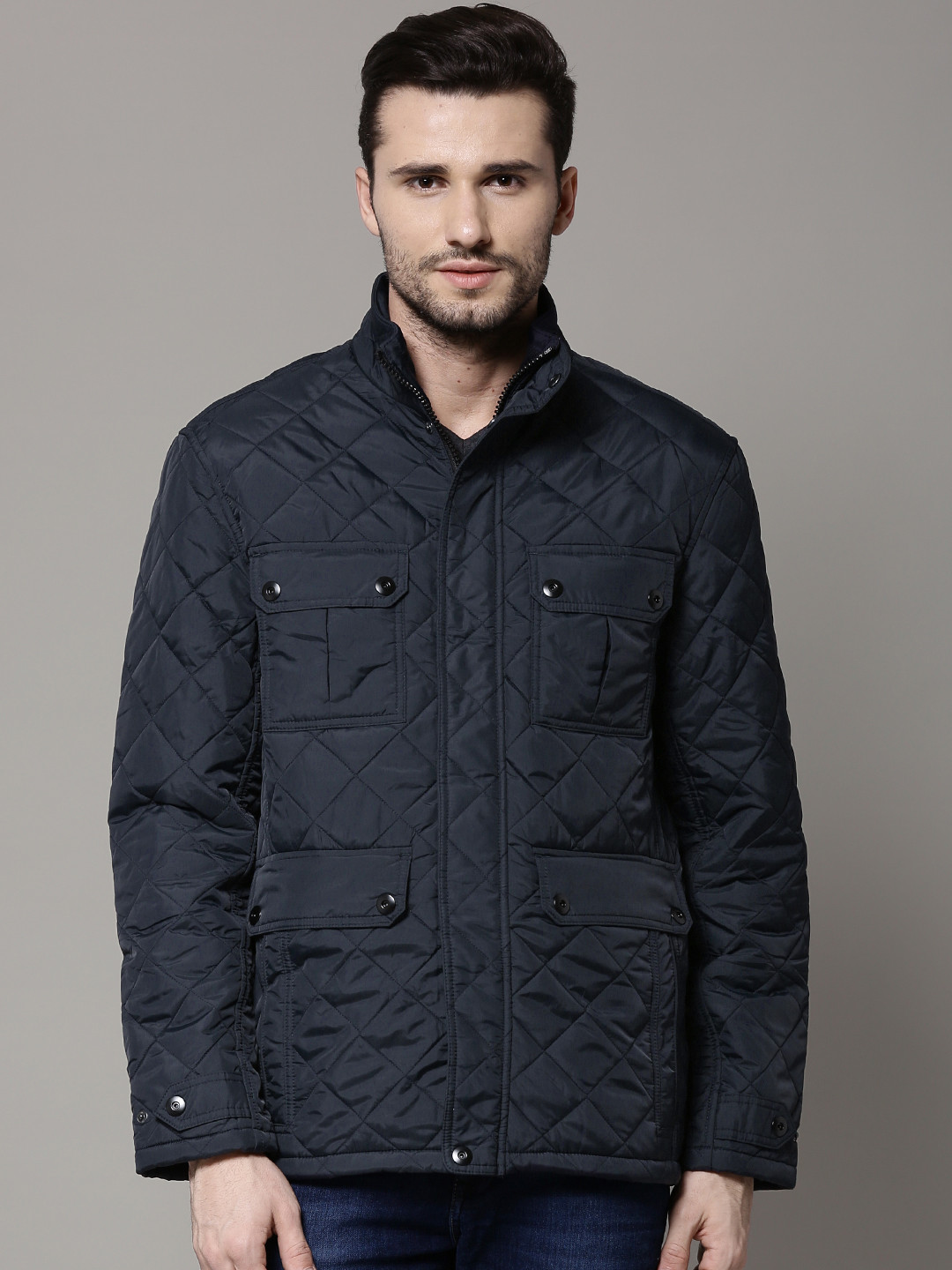 Buy Marks & Spencer Navy Quilted Tailored Fit Jacket Jackets for Men