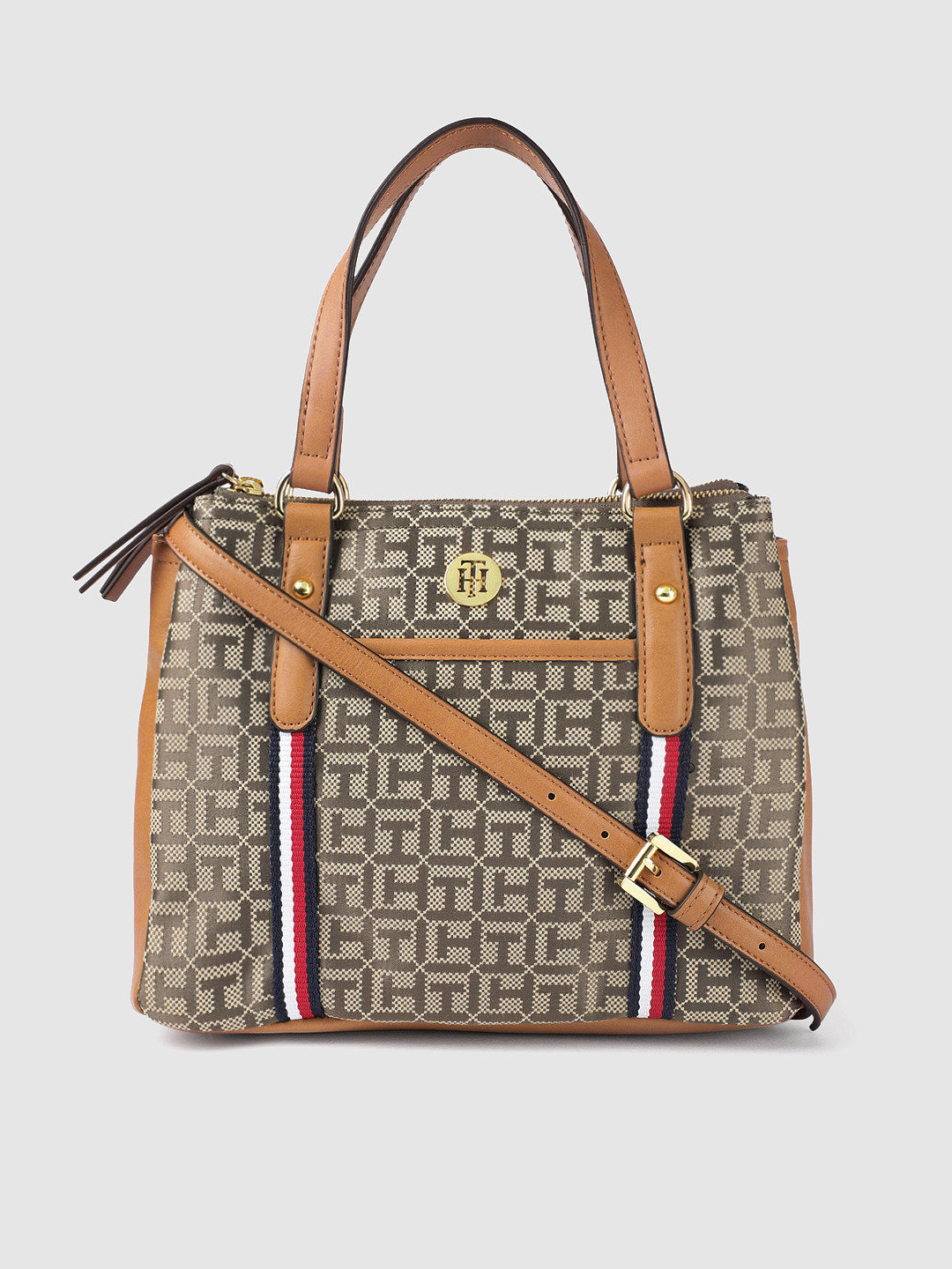 Buy Tommy Hilfiger Brown Printed Handheld Bag Handbags for Women
