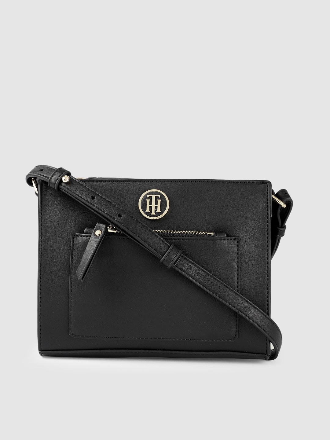 Buy Tommy Hilfiger Black Solid Sling Bag Handbags for Women 10811756