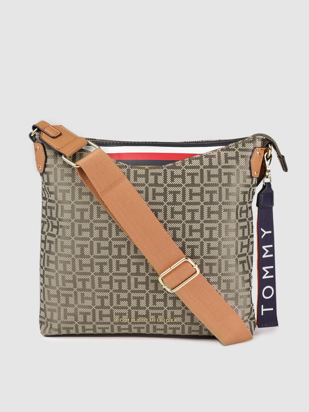 Buy Tommy Hilfiger Beige Printed Sling Bag Handbags for Women