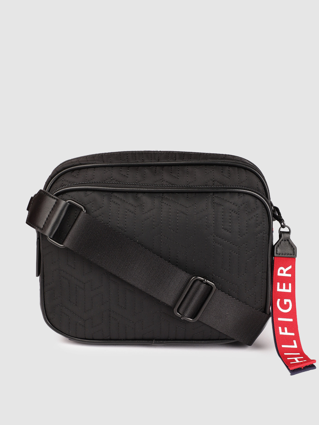 Buy Tommy Hilfiger Black Textured Sling Bag Handbags for Women