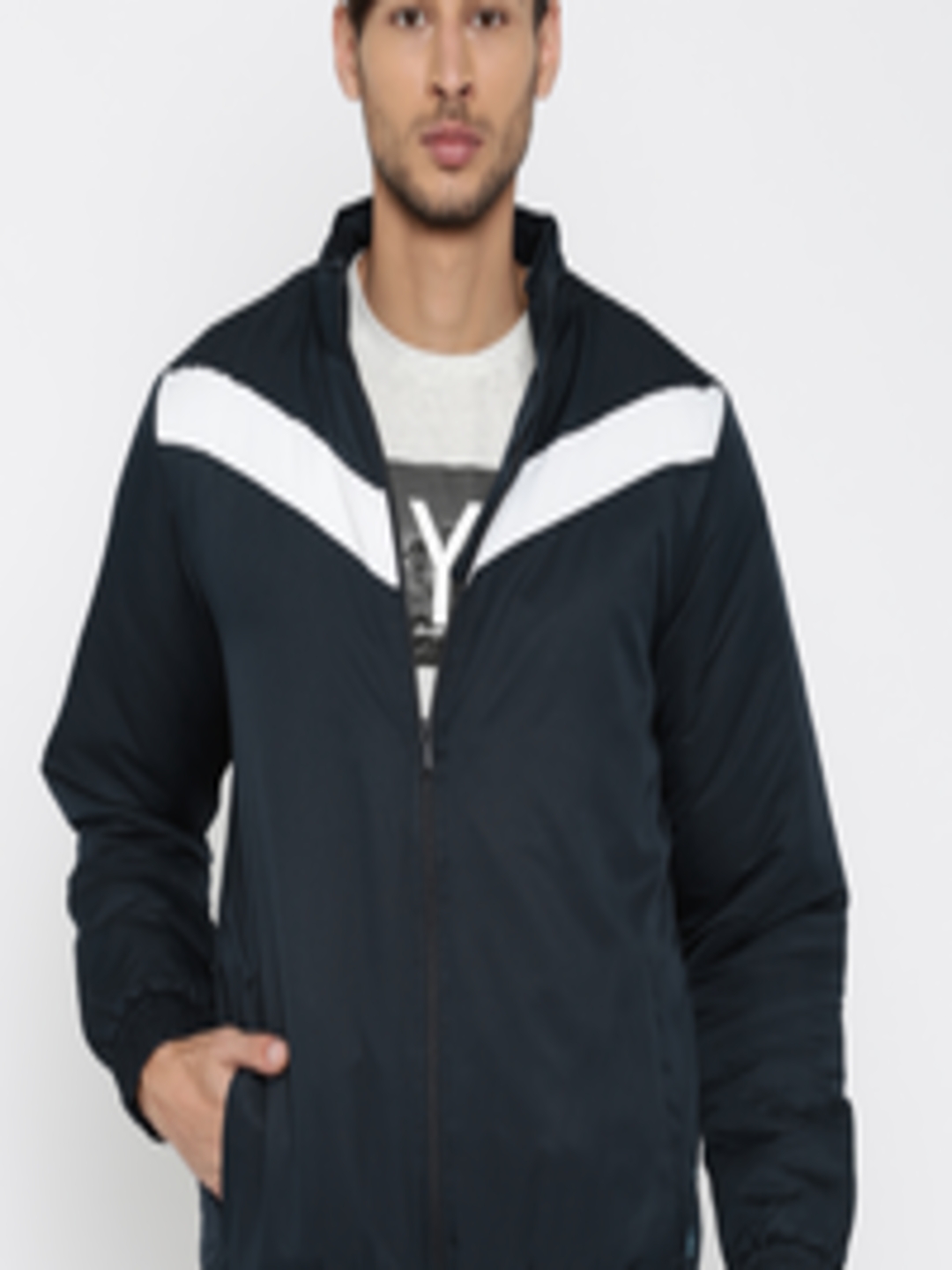 Buy Reebok Men Navy Athletic Panelled Jacket - Jackets for Men 1081348 ...